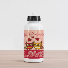 Owls Love Heart Aluminum Water Bottle