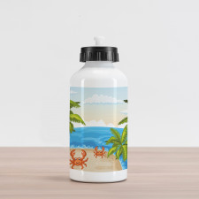 Palm Trees and Crabs Aluminum Water Bottle