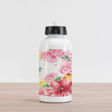 Flowers and Dots Aluminum Water Bottle