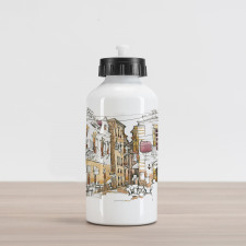 Street Town Sketch Aluminum Water Bottle