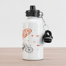 Romantic Cyclist Girl Aluminum Water Bottle