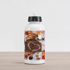 Croissant and Coffee Aluminum Water Bottle