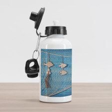 Wooden Fish Shell on Net Aluminum Water Bottle