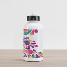 Curvy Floral Design Aluminum Water Bottle