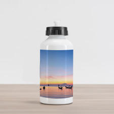 Sunset on Sea Ships Aluminum Water Bottle