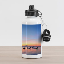 Sunset on Sea Ships Aluminum Water Bottle