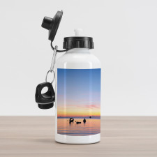 Sunset on Sea Ships Aluminum Water Bottle