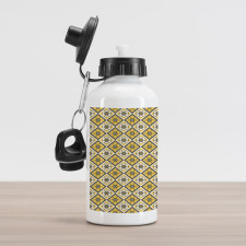 Yellow Tile Flowers Aluminum Water Bottle