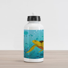 Cartoon Turtle Coral Aluminum Water Bottle