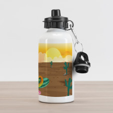 Cartoon Desert Landscape Aluminum Water Bottle