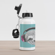 DJ Sloth Headphones Aluminum Water Bottle