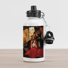 Woman in Red Cloak Mask Aluminum Water Bottle