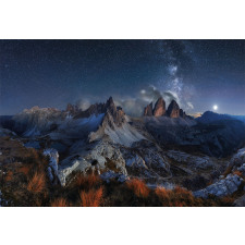 Italy Mountains Milky Way Aluminum Water Bottle