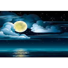 Clouds Full Moon Stars Aluminum Water Bottle