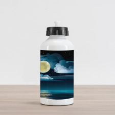 Clouds Full Moon Stars Aluminum Water Bottle