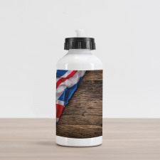 Flag on Oak Board Aluminum Water Bottle