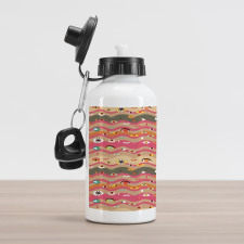 Wavy Lines Groovy Hippie Aluminum Water Bottle