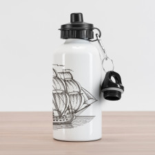 Retro Ship on Water Aluminum Water Bottle