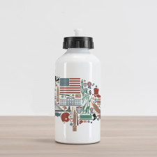 Travel Landmarks USA Flag Aluminum Water Bottle