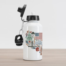 Travel Landmarks USA Flag Aluminum Water Bottle