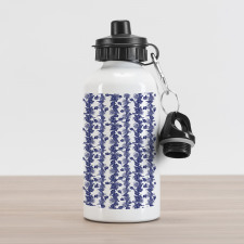 Blue and White Hibiscus Aluminum Water Bottle