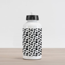 Black and White Dots Aluminum Water Bottle