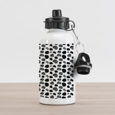 Black and White Dots Aluminum Water Bottle