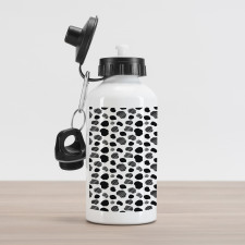 Black and White Dots Aluminum Water Bottle