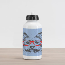 Fun Portrait Red Glasses Aluminum Water Bottle