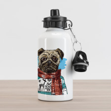 Sketch Style Dog Doodle Aluminum Water Bottle