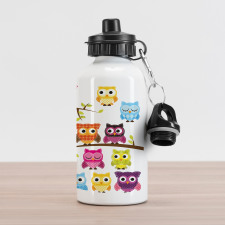 Patchwork Style Owls Aluminum Water Bottle