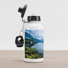 Wooden Cabins Norway Aluminum Water Bottle