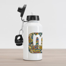 Abstract Flowers Backdrop Aluminum Water Bottle