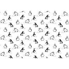 Skiing Penguins in Scarves Aluminum Water Bottle