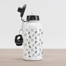 Skiing Penguins in Scarves Aluminum Water Bottle