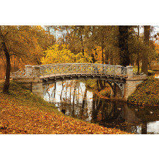 Old Bridge in Fall Forest Aluminum Water Bottle