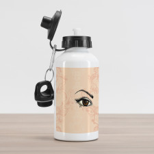 Sketchy Woman Floral Aluminum Water Bottle