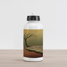 Tree on Cliff Precipice Aluminum Water Bottle