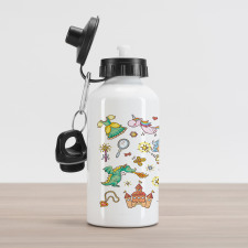 Cartoon Princess Motif Aluminum Water Bottle