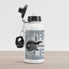 Guitar on Brick Wall Aluminum Water Bottle