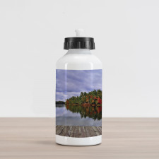 Wooden Dock Fall Splendor Aluminum Water Bottle