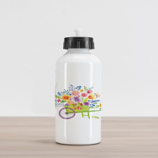 Wheelbarrow Flowers Aluminum Water Bottle