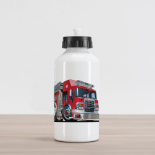 Cartoon Style Firefighter Aluminum Water Bottle