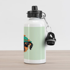 Hipster Dog and Hat Aluminum Water Bottle