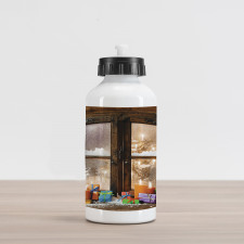Snow Weather Rustic Style Aluminum Water Bottle
