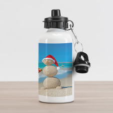 Sand Snowman Santa Hat Aluminum Water Bottle