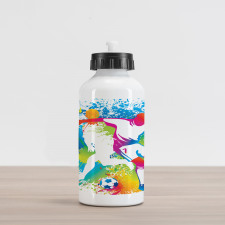 Football Players Colorful Aluminum Water Bottle