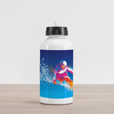Colorful Snowboarding Man Aluminum Water Bottle
