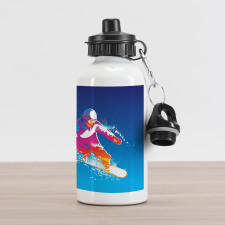 Colorful Snowboarding Man Aluminum Water Bottle