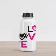 Zebra Stripes Hearts Aluminum Water Bottle